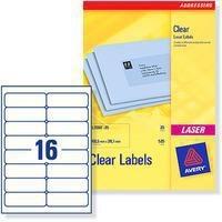 Avery Clear Laser Label 99.1x34mm 16 per Sheet Pack of