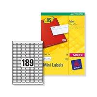 Avery J8658-25 Mini Inkjet Labels (25.4 x 10mm) White A4 (Pack of 4725 Labels)