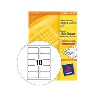 Avery 105x57mm Copier Labels (White) - 10 Per Sheet (1000 Labels)