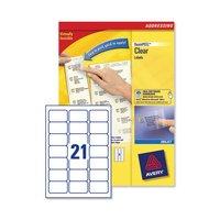 Avery Clear Addressing Labels 21 per Sheet 63.5x38.1mm [525 Labels]