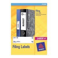 avery lever arch filing laser label 200 x 60mm 100 sheets white