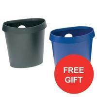 Avery DR500 18L Oval Waste Bin with Rim Flat Back Ref DR500BLK FREE