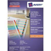 avery readyindex a4 index with coloured contents sheet matching mylar