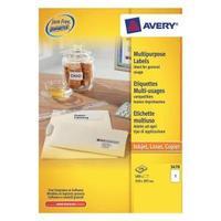 Avery A4 210x297mm Copier Labels White 1 Per Sheet Pack of 100