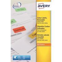 Avery L6035-20 Coloured Removable Labels Yellow - Pack of 480 Labels