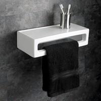 Avelino 40cm Wide Ceramic Rectangular Bathroom Storage Shelf and Towel Rail