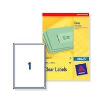 Avery J8567-25 Clear Inkjet Labels Pack 25 J8567-25