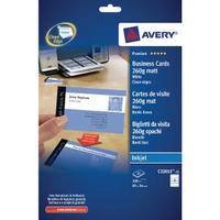 Avery Matte White Double Sided Inkjet Business Cards 85 x 54mm Pack of