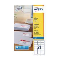Avery White Inkjet Address Labels 63.5 x 38.1mm 21 Per Sheet Pack of
