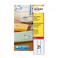 Avery Laser Labels 63.5x38.1 Clear Pack of 25 L7560-25