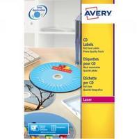 Avery Glossy Colour Full Face CDDVD Laser Labels 2 Per Sheet Pack of