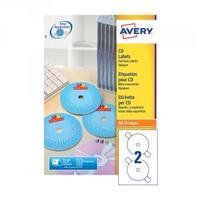 Avery White Full Face CDDVD Laser Label 2 Per Sheet Pack of 100
