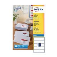 Avery QuickDRY White Inkjet Labels 99.1 x 57mm 10 Per Sheet Pack of
