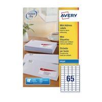 Avery Mini White Inkjet Label 38.1 x 21.2mm 65 Per Sheet Pack of 6500