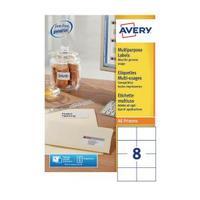 Avery Multipurpose White Labels 8 Per Sheet Pack of 800 3427