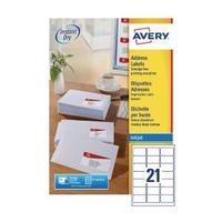 Avery White Inkjet Address Labels 63.5 x 38.1mm 21 Per Sheet Pack of