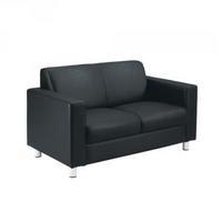 Avior Leather Faced Executive Reception Sofa Black KF03530