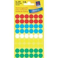 Avery-Zweckform 3088 Labels (hand writable) Ø 12 mm Paper Red, Blue, White, Yellow, Green 270 pc(s) Permanent Sticky dot