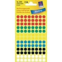 Avery-Zweckform 3090 Labels (hand writable) Ø 8 mm Paper Red, Green, Yellow, Blue, Black, White 416 pc(s) Permanent Stic