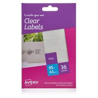 Avery Printable Clear Labels 36pk 95 x 41mm