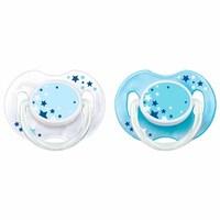 Avent Night Time Silicone Soothers 0-6m Girls