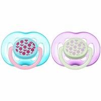 avent fashion free flow silicone soother 6 18m girls