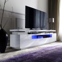 Avelin LCD TV Stand In White Gloss With 3 Drawers And LED Lights
