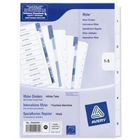 Avery (A4) Index Multipunched 1-5 (White)