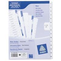 avery a4 index unpunched 1 15 white pack of 5