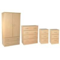 Avon Bedroom Set 2 Avon - Walnut - 1x 3 2 Drawer Robe + 2x 3 Drawer Bedside Cabinet + 1x 4 Drawer Chest