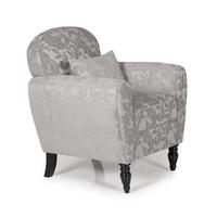 Avery Floral Fabric Sofa Chair In Silver With Wooden Legs