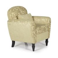Avery Floral Fabric Sofa Chair In Oatmeal With Wooden Legs
