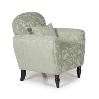 Avery Stylish Floral Fabric Sofa Chair In Sage With Wooden Legs