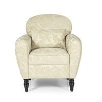 Avery Modern Floral Fabric Sofa Chair In Cream With Wooden Legs
