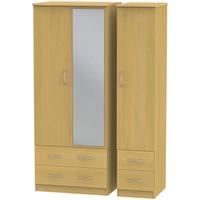 Avon Beech Triple Wardrobe with Drawer and Mirror