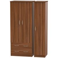 avon noche walnut triple wardrobe 2 drawer