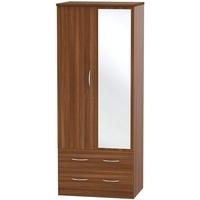 Avon Noche Walnut Wardrobe - 2ft 6in with 2 Drawer and Mirror