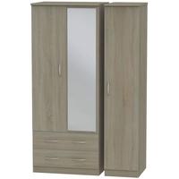 avon darkolino triple wardrobe 2 drawer with mirror