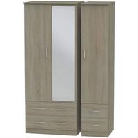 avon darkolino triple wardrobe with drawer and mirror