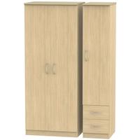 Avon Light Oak Triple Wardrobe with 2 Drawer