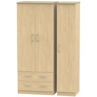 Avon Light Oak Triple Wardrobe - 2 Drawer