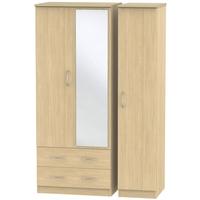 Avon Light Oak Triple Wardrobe - 2 Drawer with Mirror