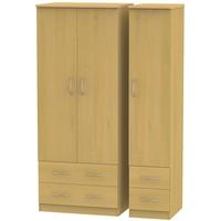 avon beech triple wardrobe with drawer