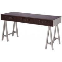 Aviator Aluminium and Leather Desk with 3 Drawer