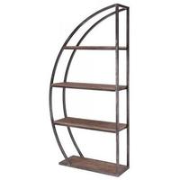 Aviator Oak Half Moon Bookshelf - Metal Framed with Shelves