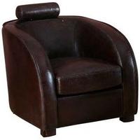 Aviator Leather Tub Chair with Headrest