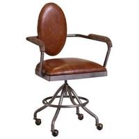 Aviator Leather Seat Office Chair with Iron Framed and Wheels
