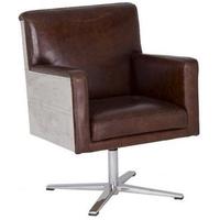 aviator leather chair with aluminium back