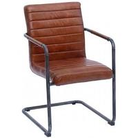 Aviator Vintage Leather Chair - Iron Frame with Ribbed