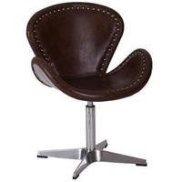 Aviator Leather Swivel Chair with Aluminium Stainless Steel Back